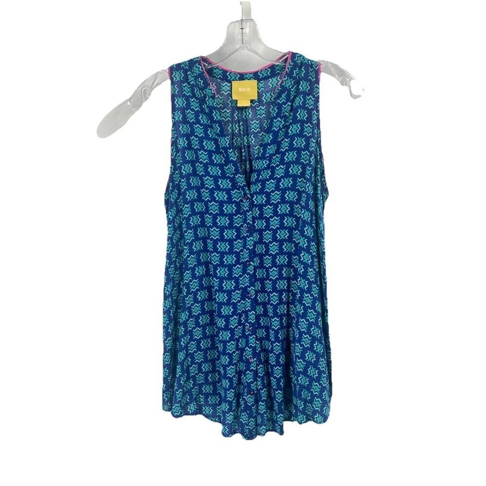 Anthropologie Maeve Button Down Printed Tank Top Colorful Boho Artsy Sz 2 Sz XS